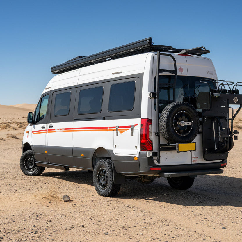 Van with Spare Tyre Carrier & Ladder